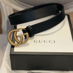 Gucci Marmont GG Black 1” Belt, Size 80